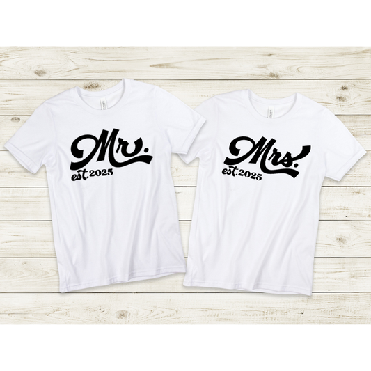 Mr & Mrs Est Year Shirts – Personalized Couple Tees