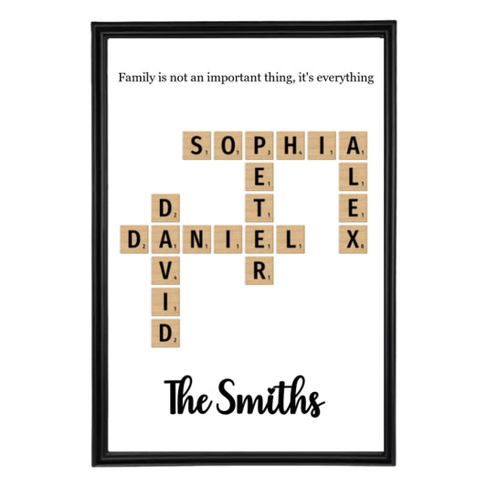 Custom Family Name Scrabble Wall Art | Personalized Crossword Name Sign