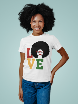 Afro Love Unisex Shirt – Black Love & Melanin Pride Tee | Heart & Hair Graphic T-Shirt