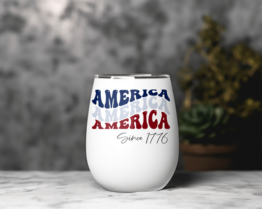 Retro 'America' Wine Tumbler – Patriotic & Vintage Vibes