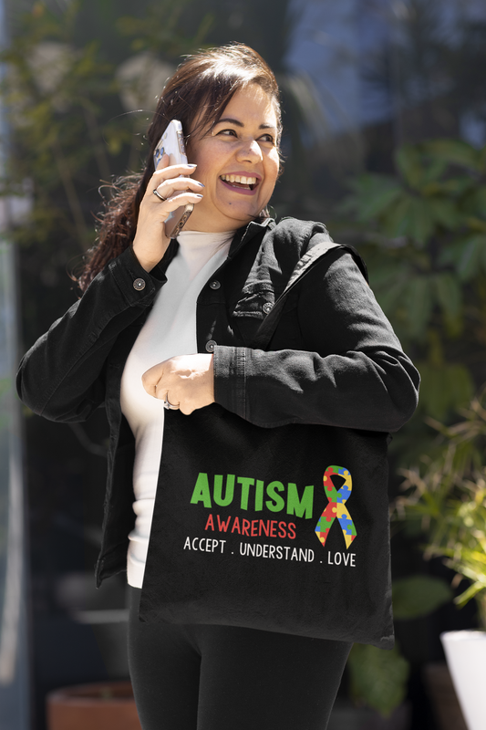 Autism Accept. Understand. Love. Tote Bag – Inclusive Awareness Gift