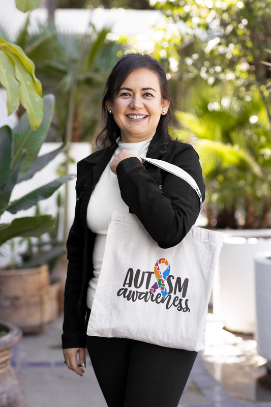 Autism Awareness Tote Bag – Puzzle Heart Design
