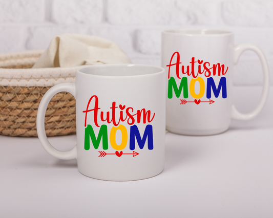 Autism Mom Mug – Bright Bold Letters – Support & Awareness Gift for Moms