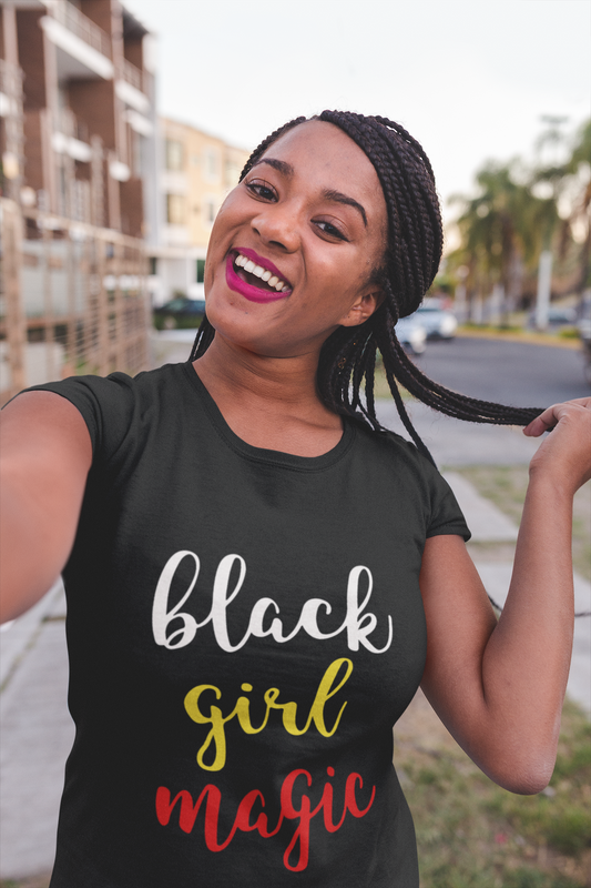 Black Girl Magic Script Shirt – Elegant Cursive Afrocentric Tee for Women | Inspirational Graphic T-Shirt