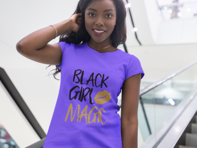 Black Girl Magic Shirt with Lips – Bold Afrocentric Graphic Tee for Women | Empowerment T-Shirt
