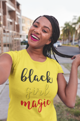 Black Girl Magic Script Shirt – Elegant Cursive Afrocentric Tee for Women | Inspirational Graphic T-Shirt