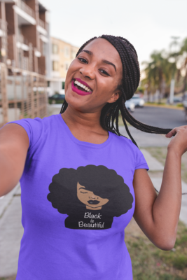 Black Is Beautiful Shirt – Full Afro Hair Graphic Tee for Women | Proud Black Girl Magic T-Shirt"