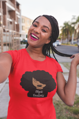 Black Is Beautiful Shirt – Full Afro Hair Graphic Tee for Women | Proud Black Girl Magic T-Shirt"