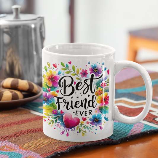 Best Friend Ever Mug – Watercolor Splash Friendship Gift