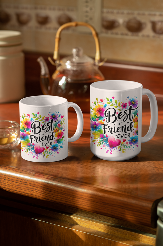 Best Friend Ever Mug – Watercolor Splash Friendship Gift