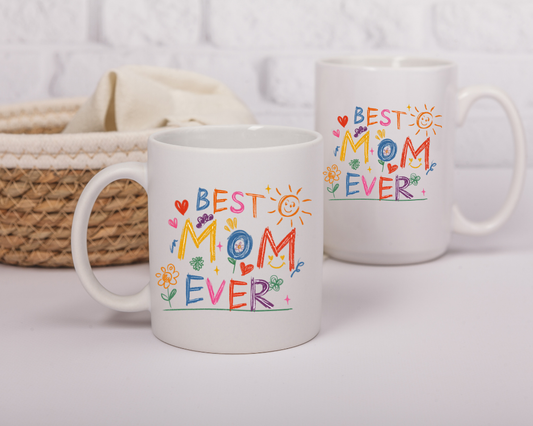 Best Mom Ever Mug – Handwritten Kids Style – Personalized Mother’s Day Gift – 11 oz & 15 oz