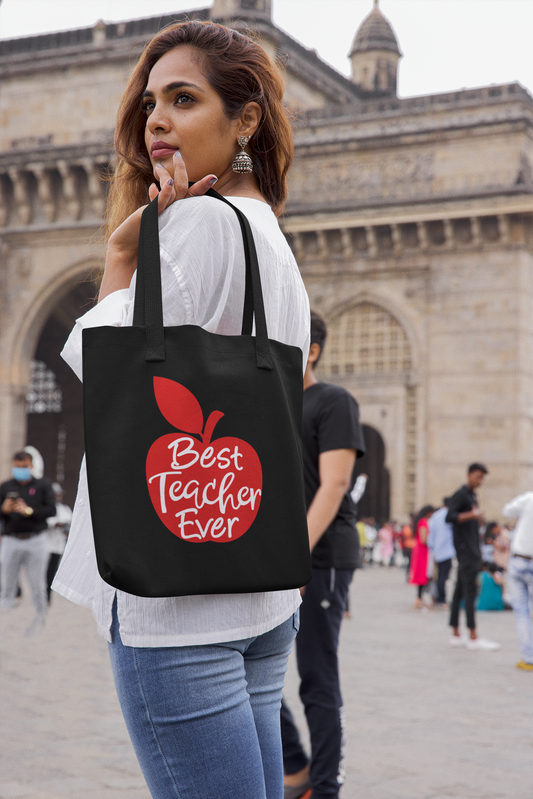 Best Teacher Ever Tote – Apple Print Edition