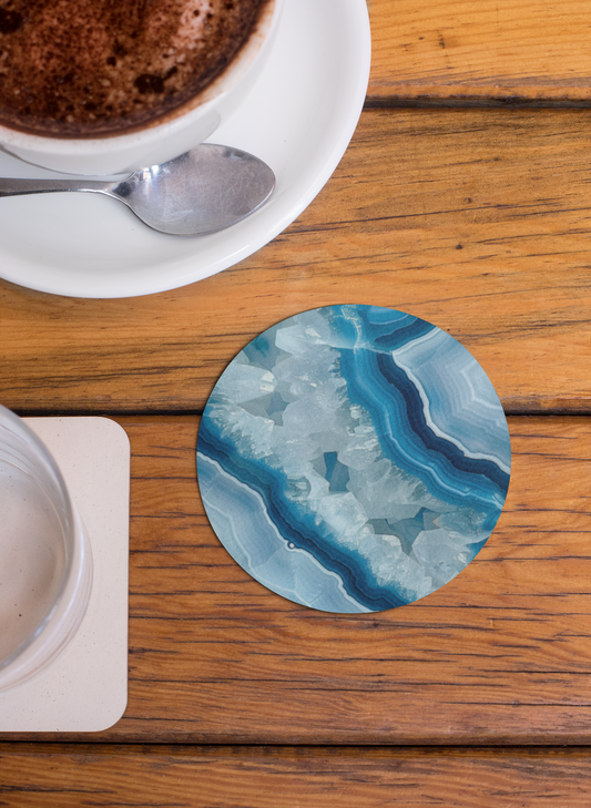 Blue Geode Coaster – Crystal-Inspired Drink Coaster | Nature Stone Look Abstract Decor