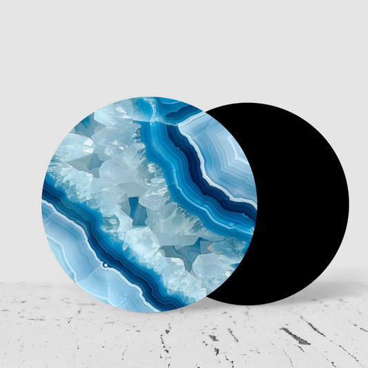 Blue Geode Coaster – Crystal-Inspired Drink Coaster | Nature Stone Look Abstract Decor