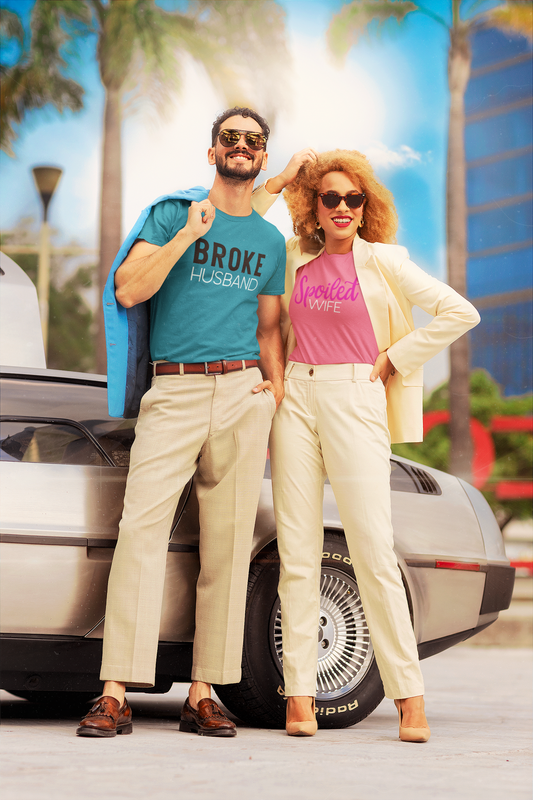 Spoiled Wife & Broke Husband Shirts – Funny Couples Tees – Humorous Relationship Gift