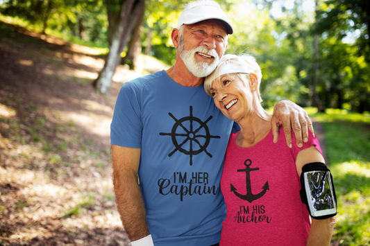 Her Captain His Anchor Shirts – Nautical Couples Matching Tees – Romantic Gift Set