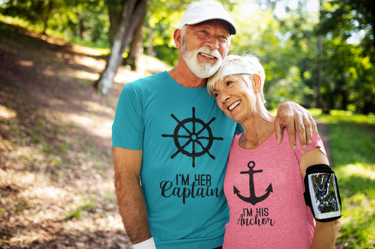 Her Captain His Anchor Shirts – Nautical Couples Matching Tees – Romantic Gift Set