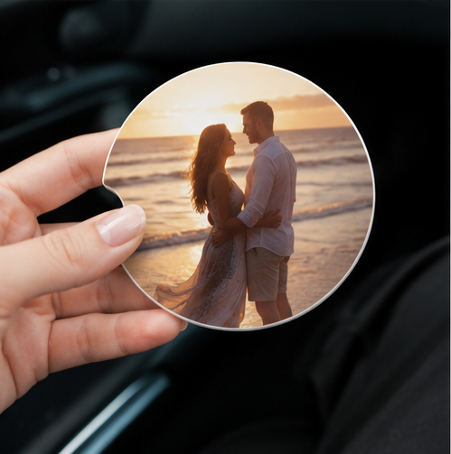 Custom Photo Ceramic Car Coaster – Personalized Car Cup Holder Insert with Your Photo