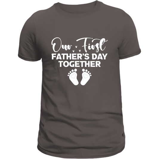 Our First Father’s Day Together T-Shirt – New Dad Gift –  Baby Footprints