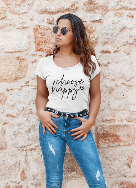Choose Happy Shirt – Positive Vibes Graphic Tee for Women | Uplifting Inspirational T-Shirt
