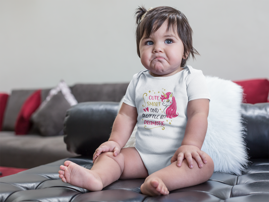 Cute, Smart & A Little Bit Dramatic Onesie – Sassy Baby Bodysuit for Girls