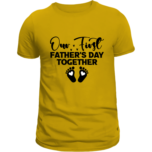 Our First Father’s Day Together T-Shirt – New Dad Gift –  Baby Footprints