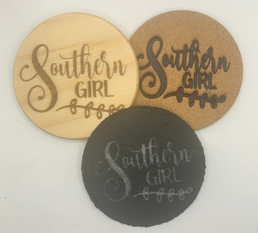 Custom Engraved Coasters – Slate, Wood or Cork - Personalized Gift
