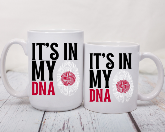 “It’s in My DNA” Country Pride Mug – Fingerprint International Flag Design – Cultural Heritage Coffee Cup