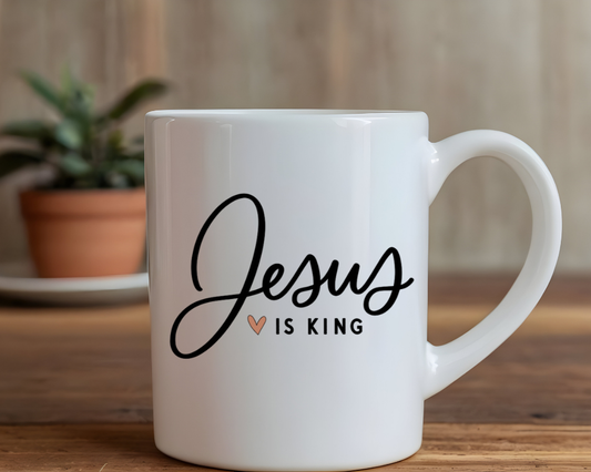 Jesus Is King Mug – Bold Christian Statement Mug – Worship & Faith Gift