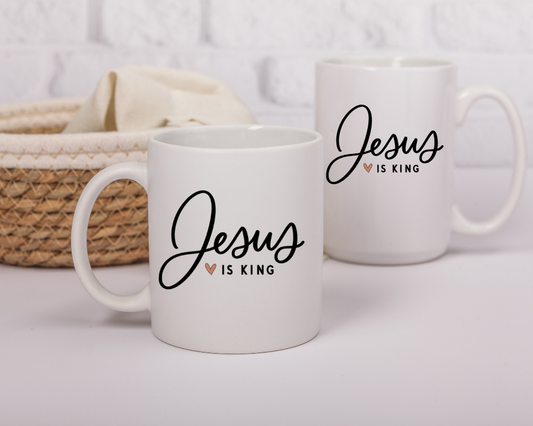 Jesus Is King Mug – Bold Christian Statement Mug – Worship & Faith Gift