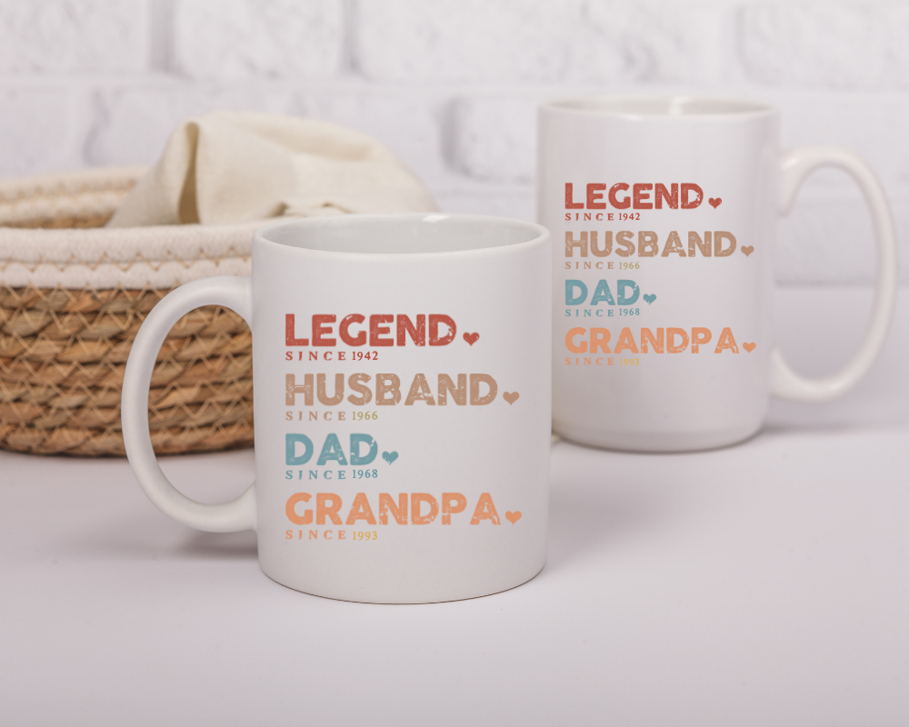 Legend Husband Dad Grandpa Mug – Father's Day Gift for Him | Custom Coffee Cup for Dad or Papa