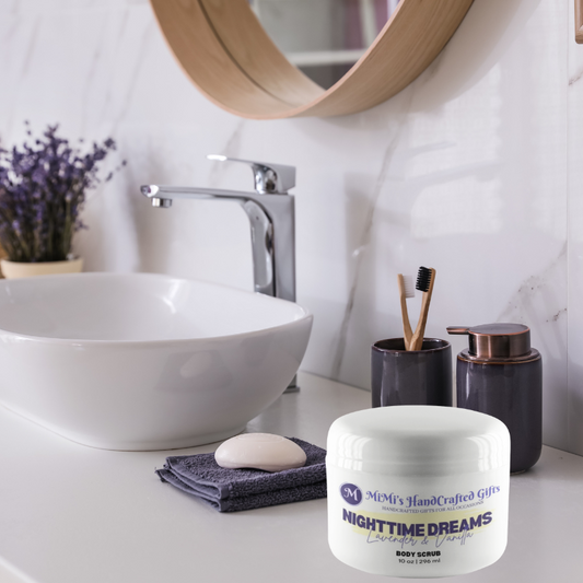 Nighttime Dreams Body Scrub – Soothing Lavender and Vanilla Sugar Scrub | Relaxing Bedtime Skincare for Soft, Calm Skin