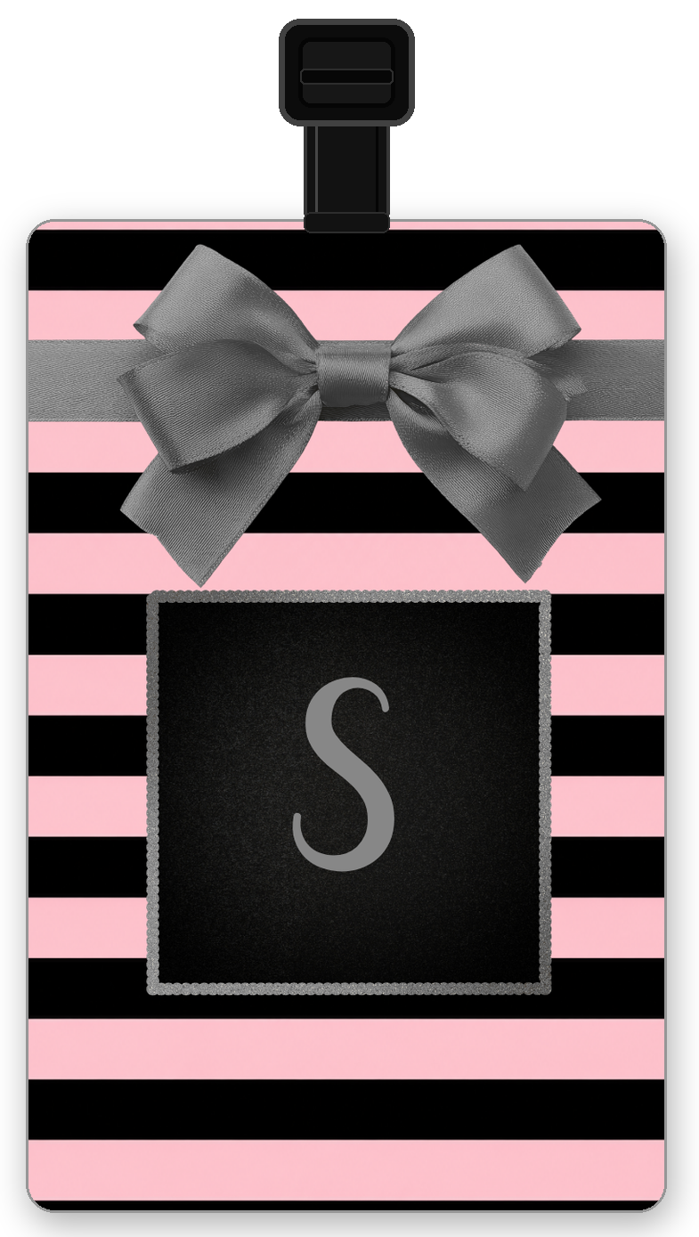 Personalized Pink & Black Glam Monogram Luggage Tag
