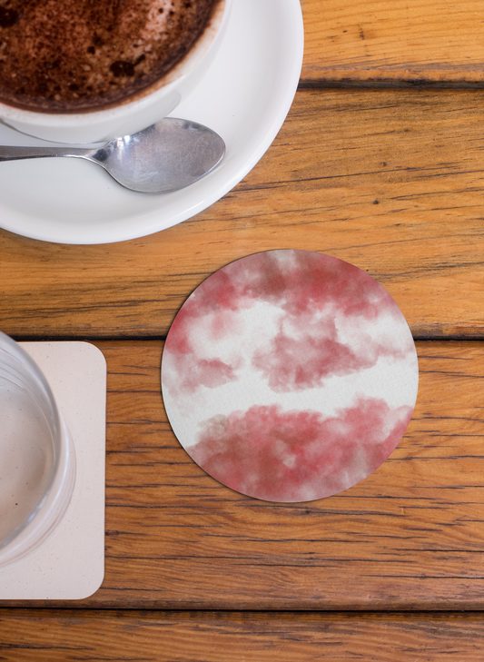 Red Marble Coaster – Abstract Marble Pattern Drink Coaster | Modern Artistic Home Decor