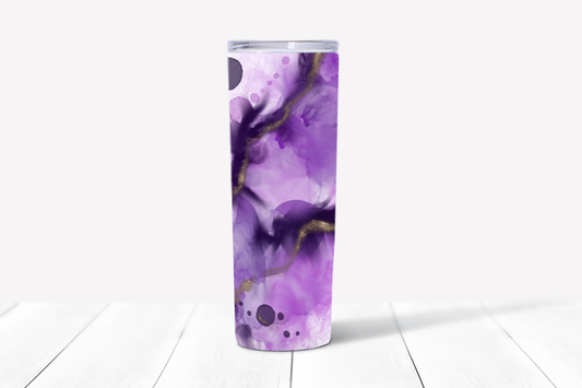 Alcohol Ink Tumbler – Royal Purple Swirl