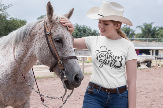 Southern Girl Shirt with Cowboy Hat – Country Style Graphic Tee for Women | Western Cowgirl T-Shirt