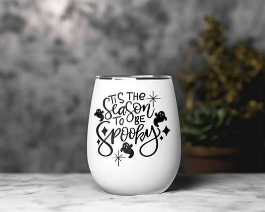Tis the Season to Be Spooky Wine Tumbler – Halloween Vibes