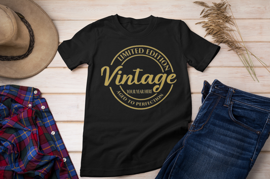 Limited Edition Vintage Aged to Perfection Shirt – Personalized Birthday Tee by Year | Unisex Milestone Gift T-Shirt
