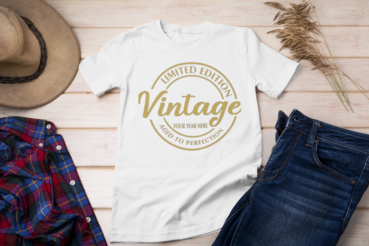 Limited Edition Vintage Aged to Perfection Shirt – Personalized Birthday Tee by Year | Unisex Milestone Gift T-Shirt