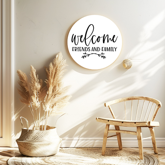 Welcome Family and Friends Door Sign – Warm Front Porch Decor – Gathering Home Sign