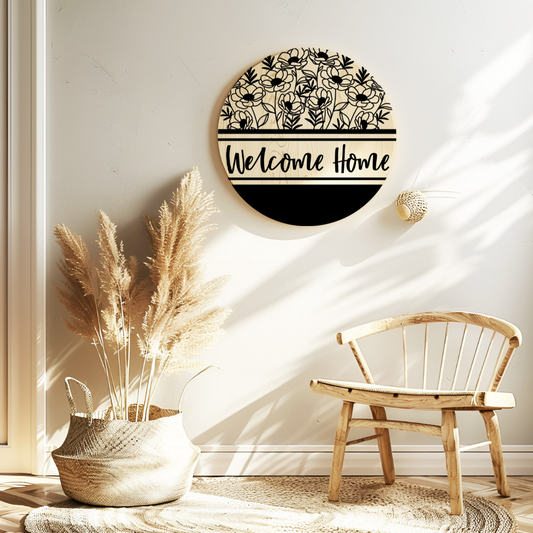 Welcome Home Door Sign – Classic Entryway Decor – Housewarming Gift Idea