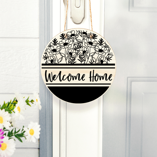 Welcome Home Door Sign – Classic Entryway Decor – Housewarming Gift Idea