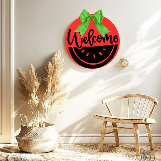 Watermelon Welcome Door Sign – Summer Porch Decor – Fresh Fruit-Themed Entry Sign