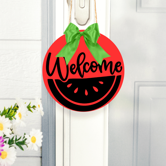Watermelon Welcome Door Sign – Summer Porch Decor – Fresh Fruit-Themed Entry Sign
