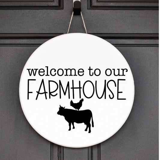 Welcome to Our Farmhouse Sign – Rustic Country Door Decor – Farmhouse Entry Style