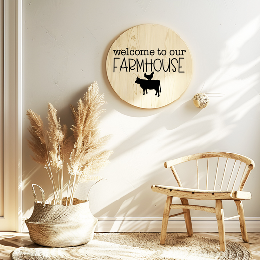 Welcome to Our Farmhouse Sign – Rustic Country Door Decor – Farmhouse Entry Style