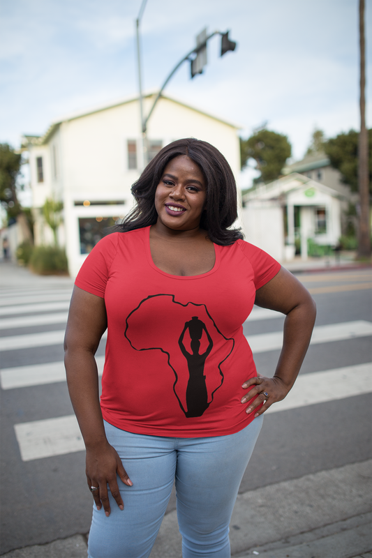 African Woman Shirt – Cultural Graphic Tee with Jug & Africa Map | Afrocentric Heritage Unisex T-Shirt