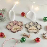 Personalized Pet Paw Christmas Ornament | Custom Dog or Cat Name | Holiday Pet Keepsake