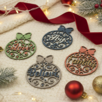 Filigree Christmas Word Ornaments – Believe, Joy, Family, Love | Laser-Cut Wood or Acrylic Holiday Tree Decorations