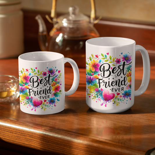 Best Friend Ever Mug – Watercolor Splash Friendship Gift